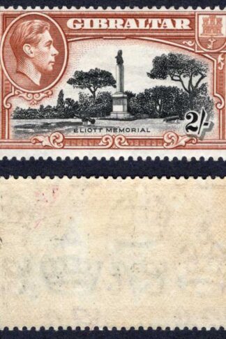 Gibraltar SG128a 2/- Perf 13.5 M/M Cat 130 pounds