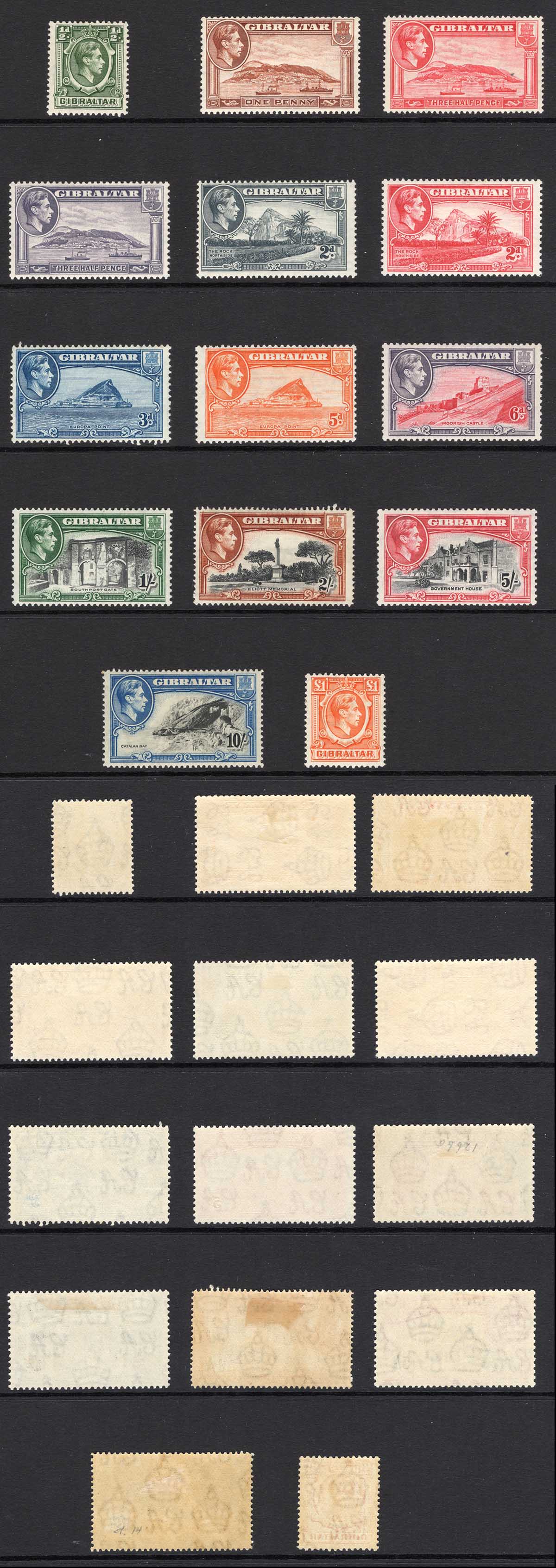 Gibraltar SG121/31 1938 Set of 14 M/M Cat 180 pounds