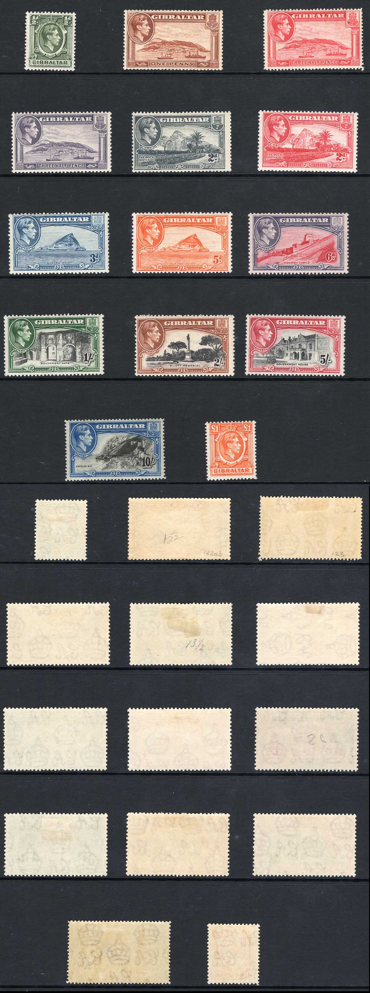 Gibraltar SG121/31 1938 Set of 14 M/M Cat 180 pounds