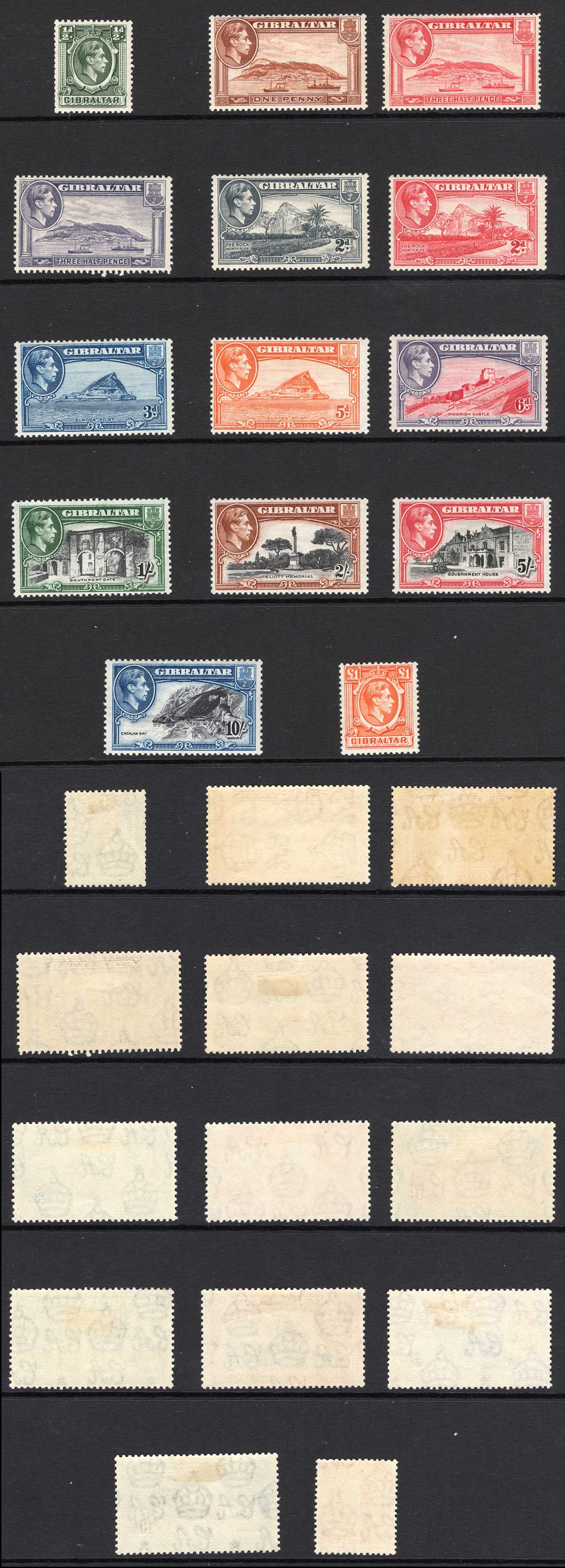 Gibraltar SG121/31 1938 Set of 14 M/M Cat 180 pounds