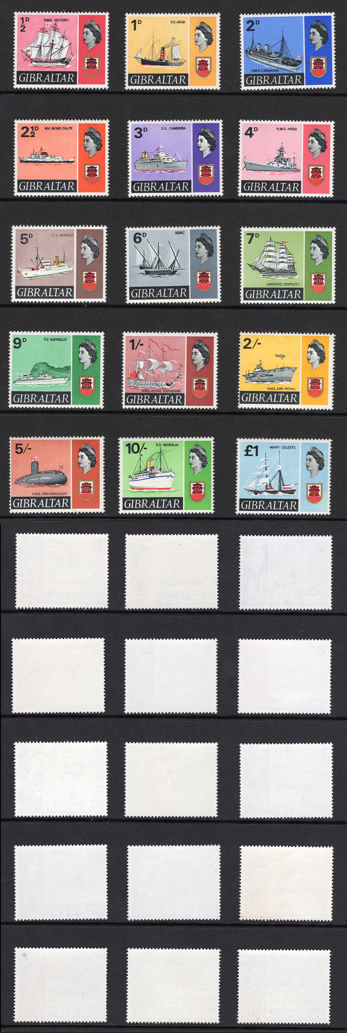 Gibraltar SG200/13 Ships Set of 15 U/M Cat 38 pounds