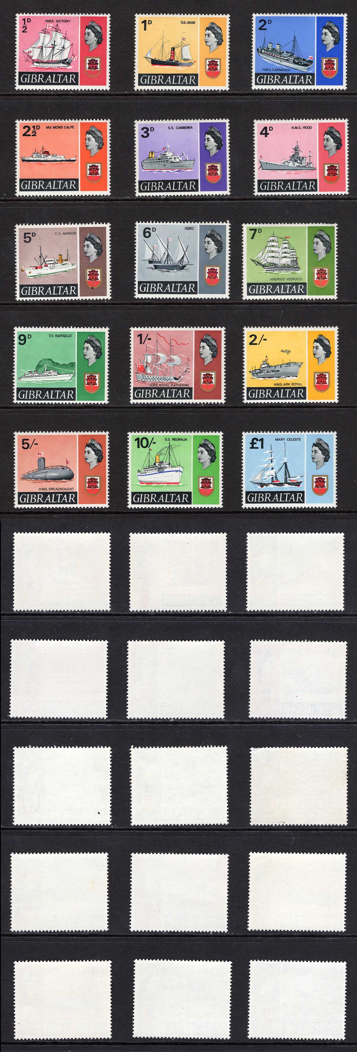 Gibraltar SG200/13 Ships Set of 15 U/M Cat 38 pounds