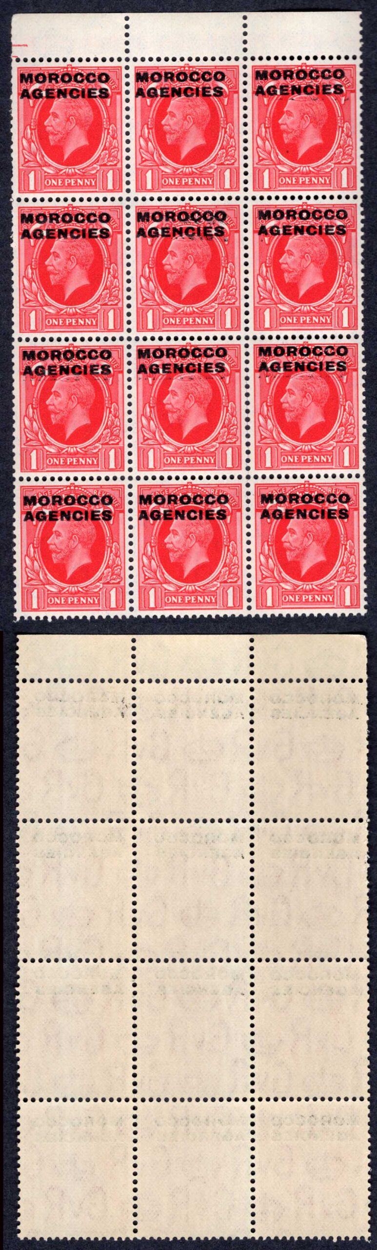 Morocco Agencies SG66 1d Photo Block of 12 U/M Cat 39 pounds