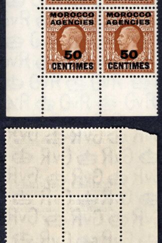 Morocco Agencies SG221 50c on 5d Photo Cylinder Z36 5 dot Block U/M