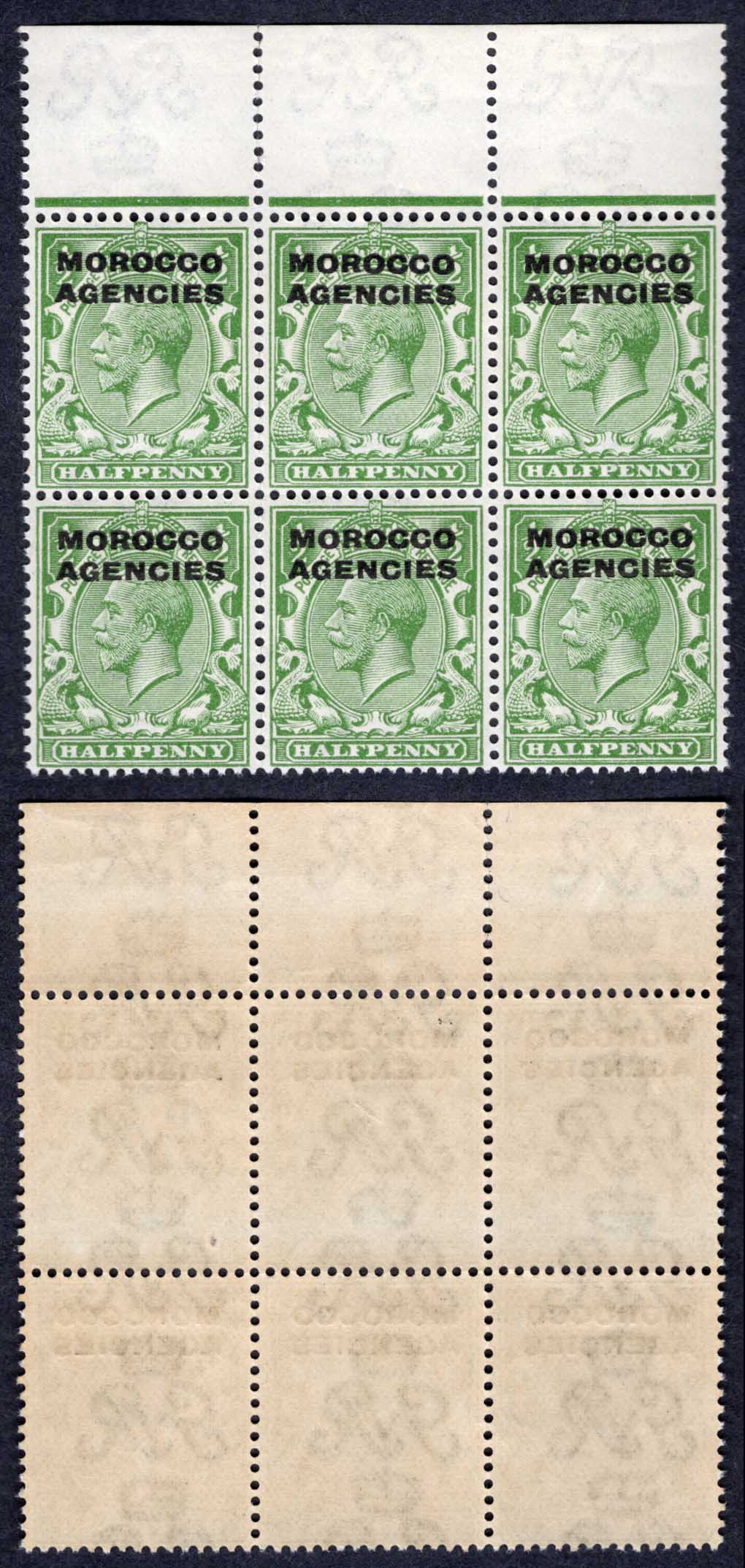 Morocco Agencies SG42 1/2d Wmk Simple Cypher U/M (toned gum) Cat 51 pounds