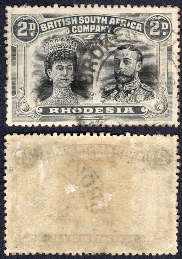 Rhodesia SG128 2d Perf 14 (listed as cheapest shade) used Cat 10 pounds