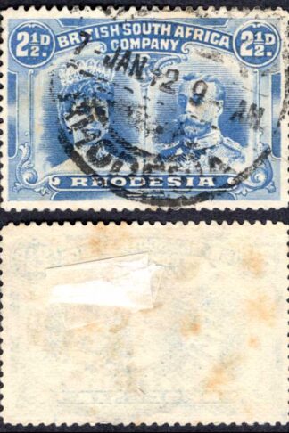 Rhodesia SG131a 2 1/2d perf 14 (listed as cheapest shade) used Cat 12 pounds