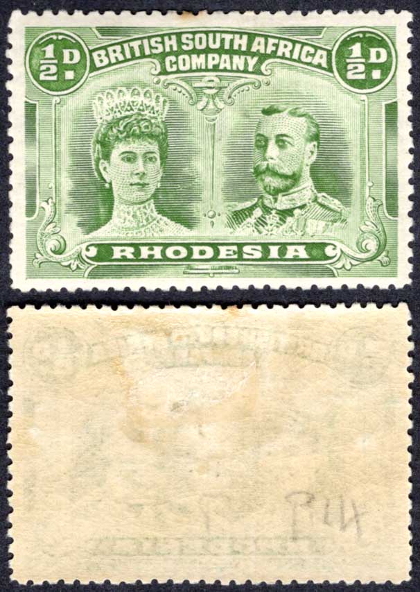 Rhodesia SG119 1/2d Perf 14 (listed as cheapest shade) M/M Cat 20 pounds