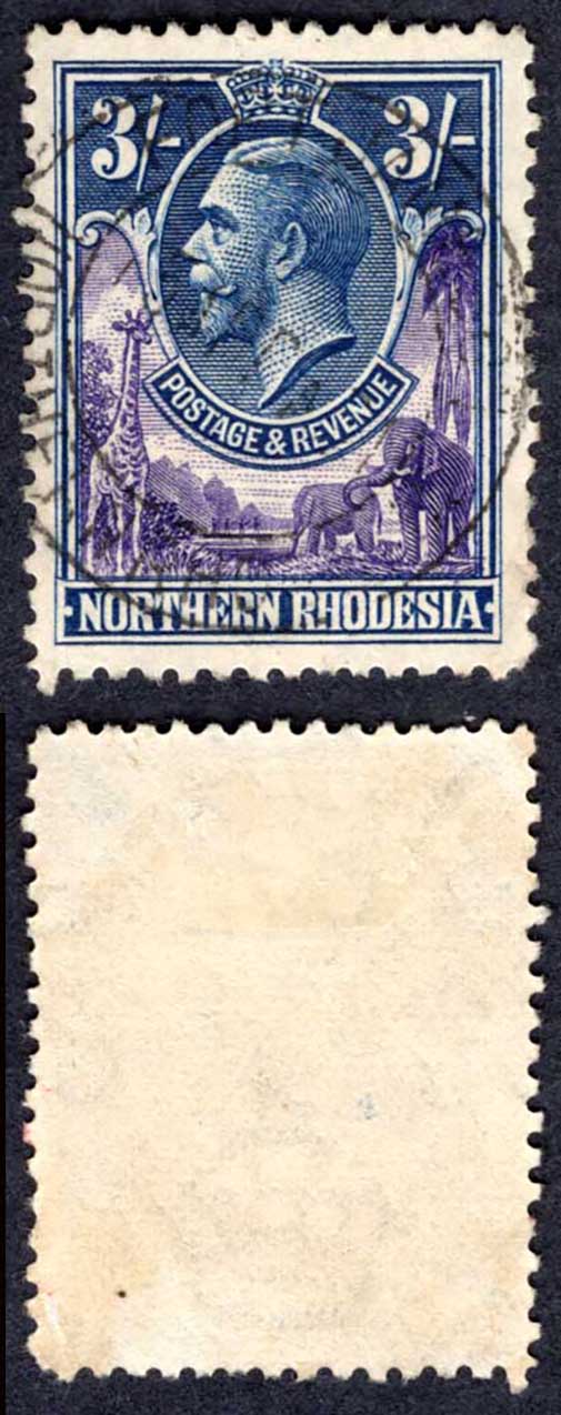 Northern Rhodesia SG13 3/- used M/M Cat 30 pounds