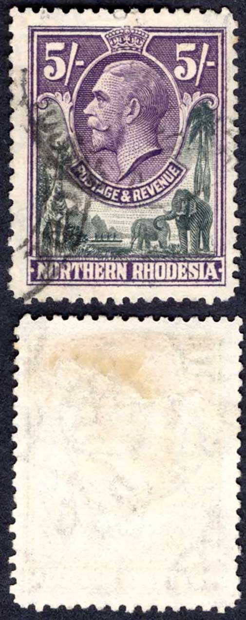Northern Rhodesia SG14 KGV 5/- M/M Cat 22 pounds