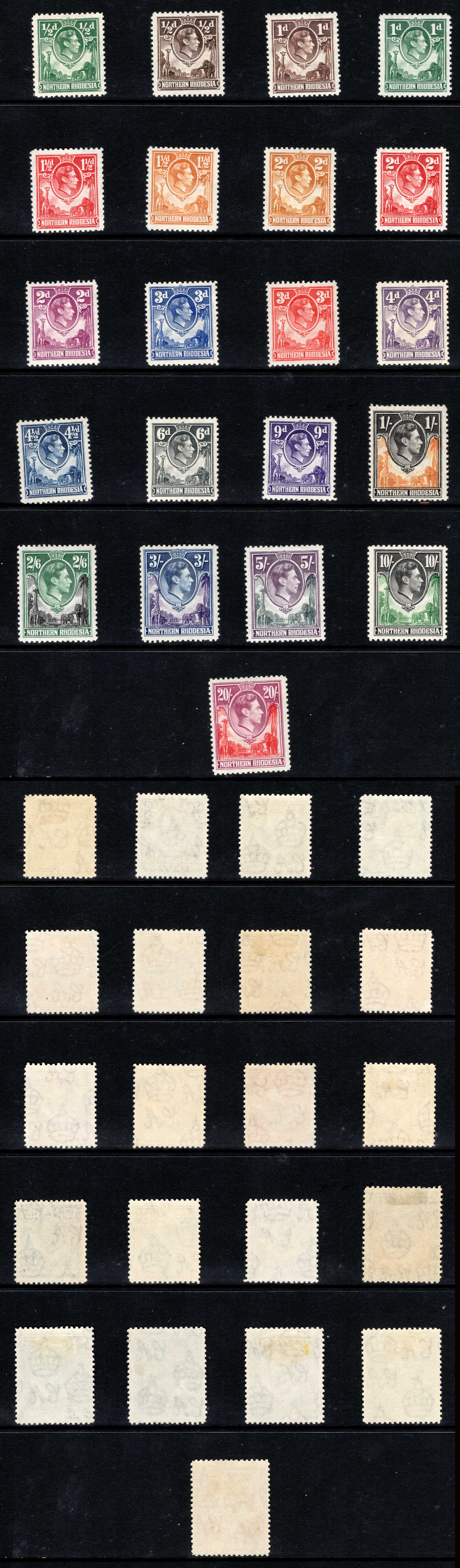 Northern Rhodesia SG25/45 KGVI Set of 21 M/M Cat 250 pounds
