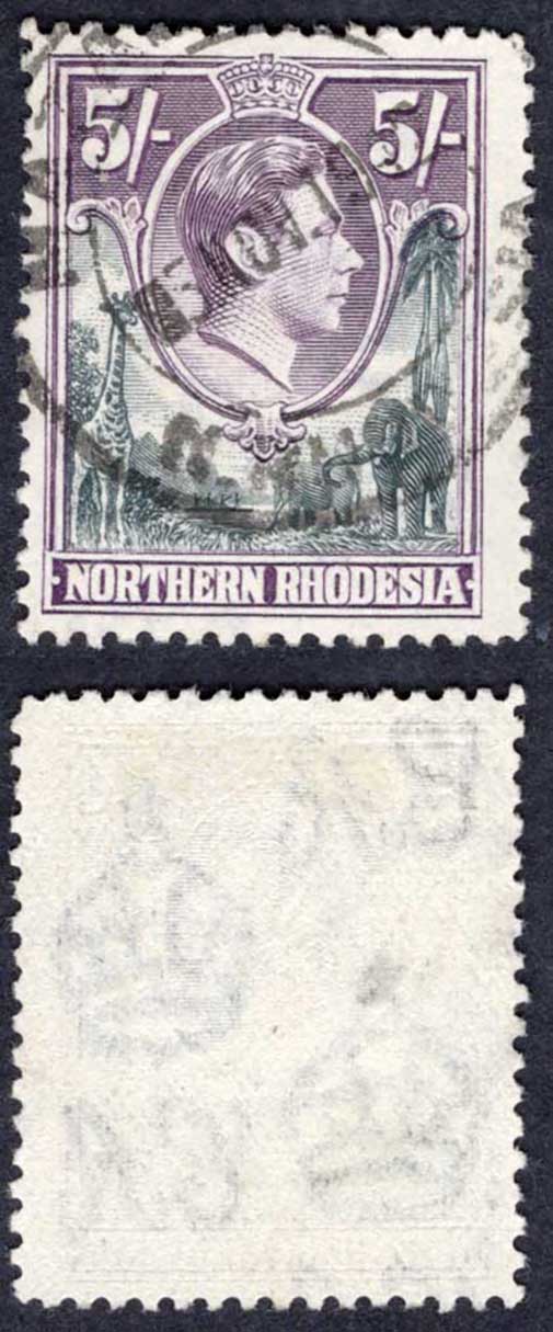Northern Rhodesia SG43 5/- used Cat 18 pounds