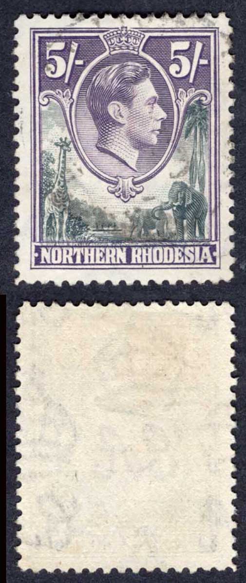 Northern Rhodesia SG43 5/- used Cat 18 pounds