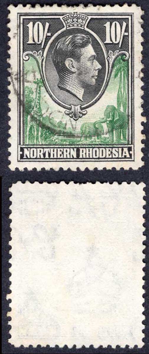 Northern Rhodesia SG44 10/- used Cat 45 pounds