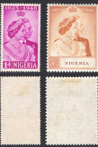 Nigeria SG62/3 1948 Silver Wedding M/M (hinge remainder) Cat 18.35 pounds