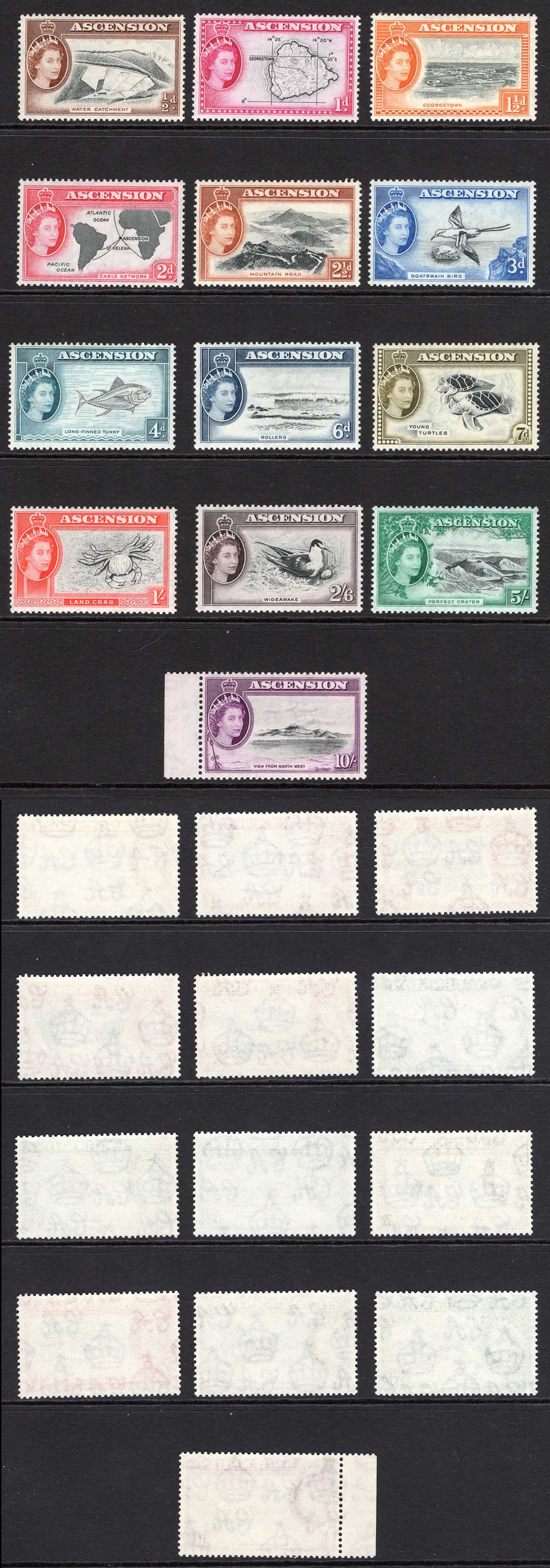Ascension SG57/69 1956 Set of 13 U/M Cat 160 pounds