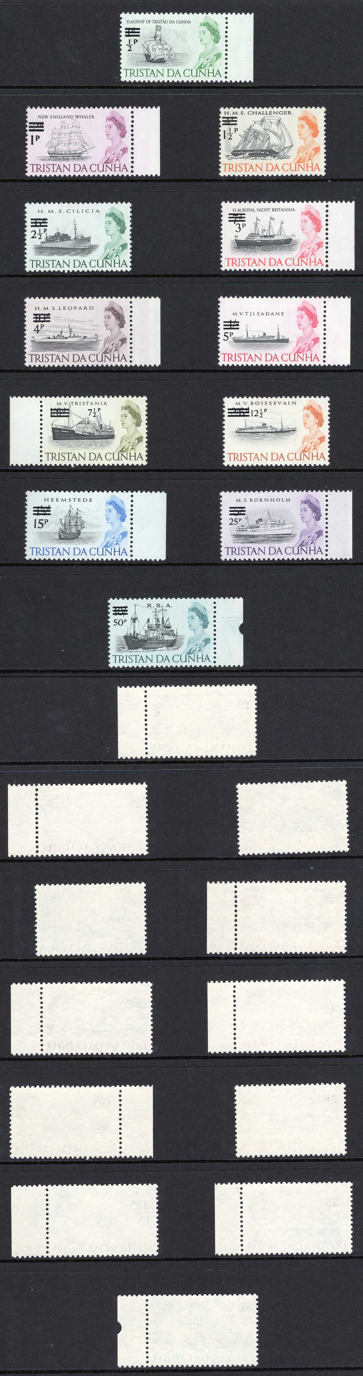 Tristan Da Cunha SG137/48 surcharge set of 12 U/M