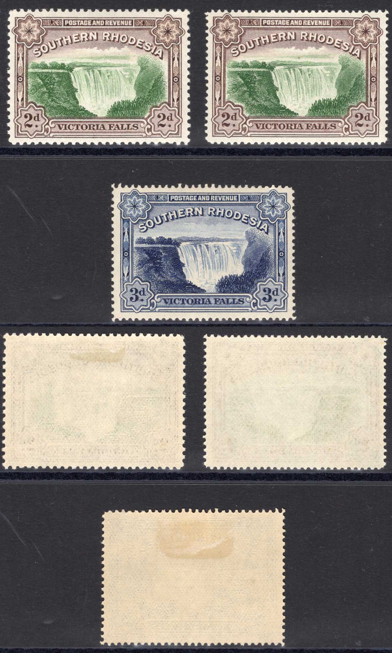 Southern Rhodesia SG35/5b Set inc Both 2d Perfs M/M Cat 15 pounds