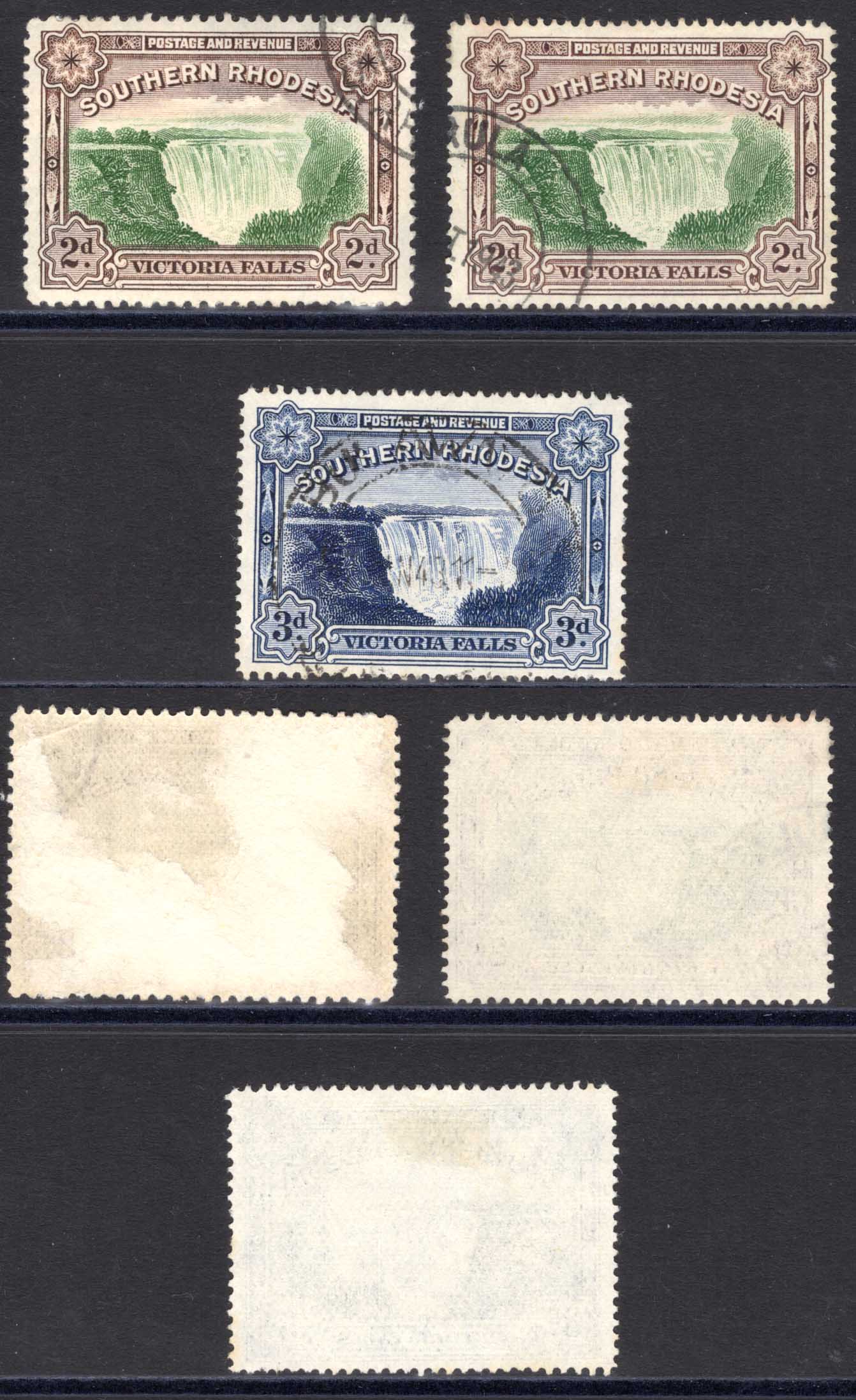 Southern Rhodesia SG35/5b Set inc Both 2d Perfs used Cat 21.35 pounds