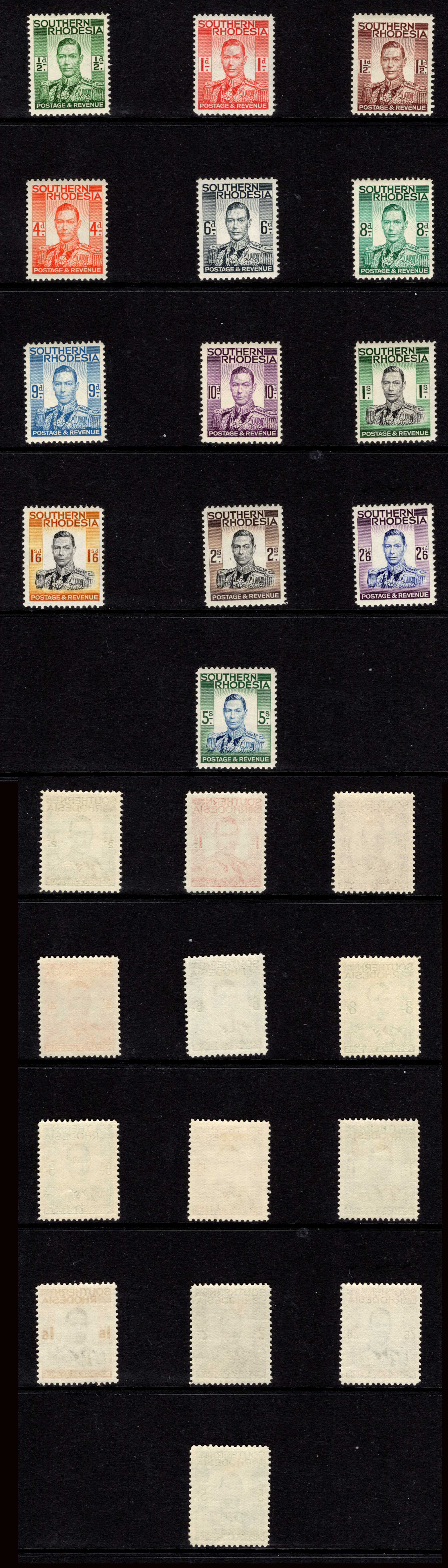 Southern Rhodesia SG40/52 KGVI set of 13 Fine Fresh M/M Cat 85 pounds