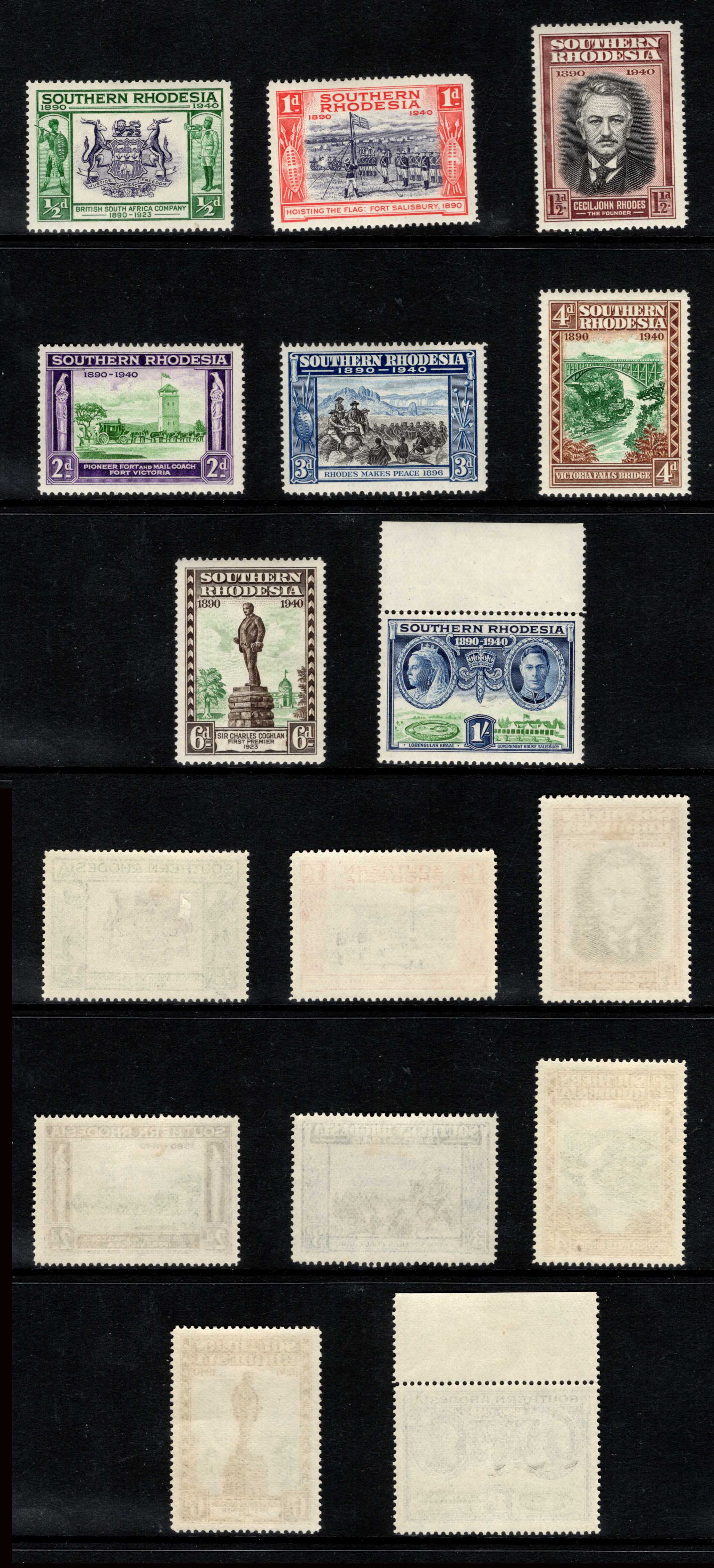 Southern Rhodesia SG53/60 1940 Set of 8 M/M Cat 15 pounds
