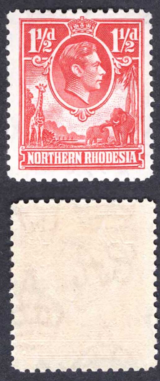 Northern Rhodesia SG29 1 1/2d Carmine-red U/M Cat 50 pounds