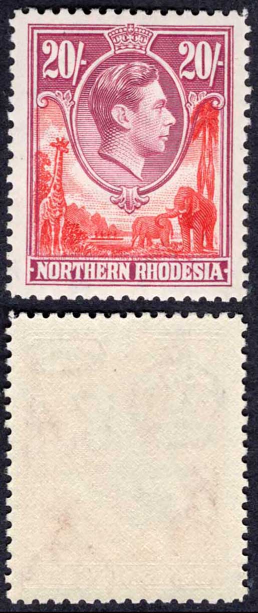 Northern Rhodesia SG45 20/- top value U/M Cat 70 pounds