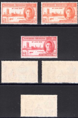 Northern Rhodesia SG46/7 Victory Set with both 1 1/2ds U/M Cat 13.10 pounds