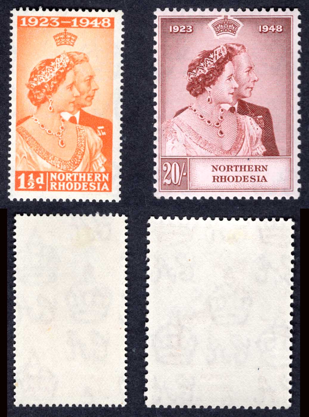 Northern Rhodesia SG48/9 1948 Silver Wedding Fine M/M Cat 120.50 pounds