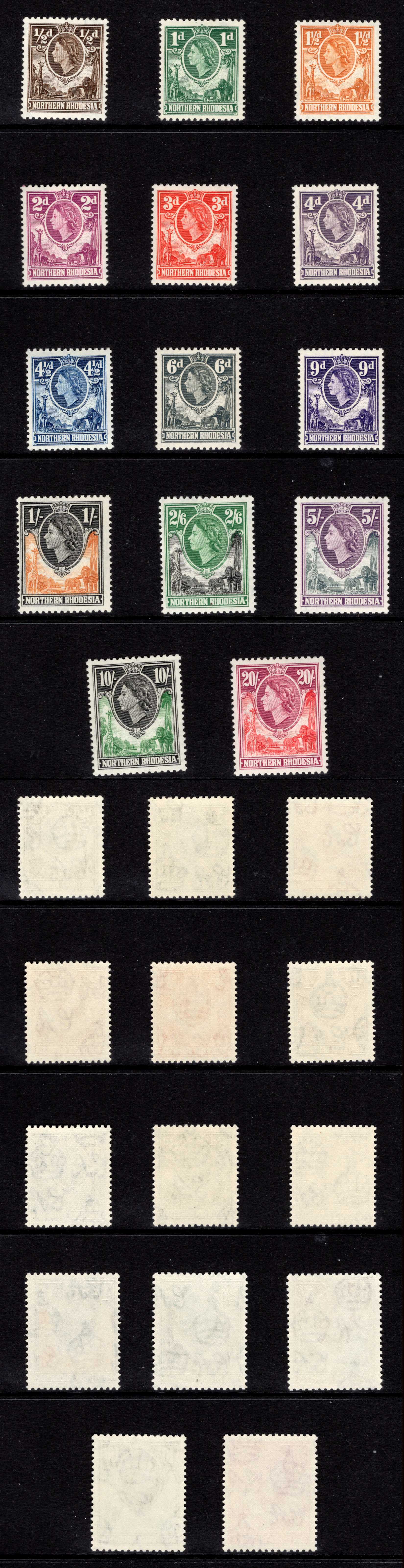 Northern Rhodesia SG61/74 1953 Set of 14 U/M Cat 100 pounds