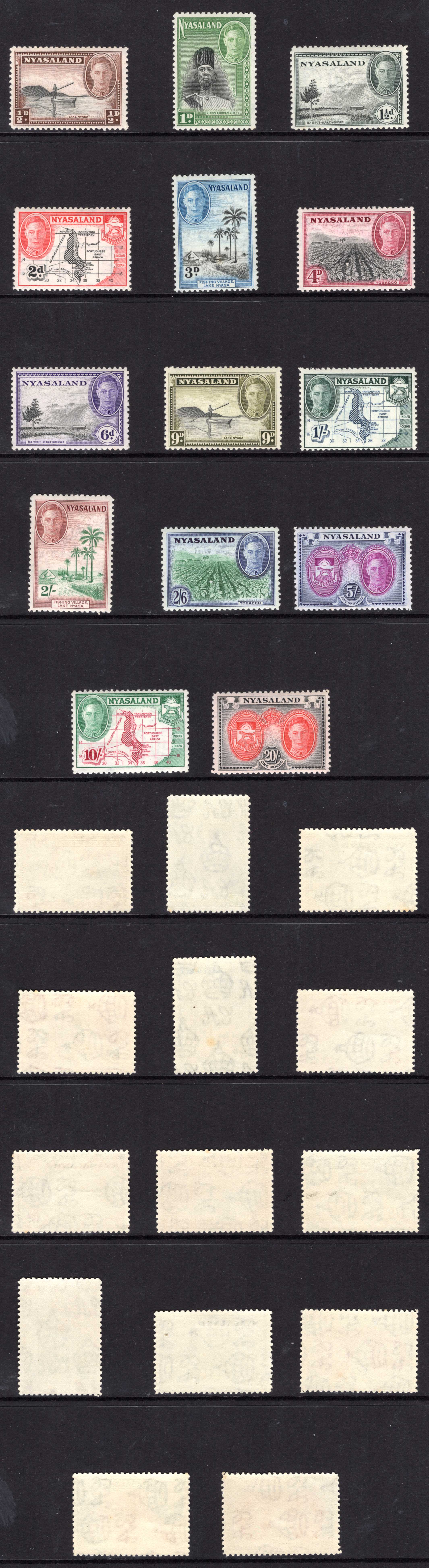 Nyasaland SG144/57 1945 Set of 14 U/M Cat 95 pounds