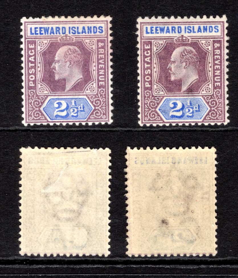 Leeward Is SG23 2 1/2d Dented Value tablet at left (with normal) M/M