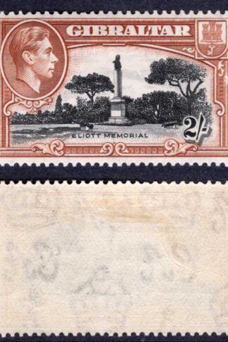 Gibraltar SG128a 2/- Perf 13.5 M/M Cat 130 pounds