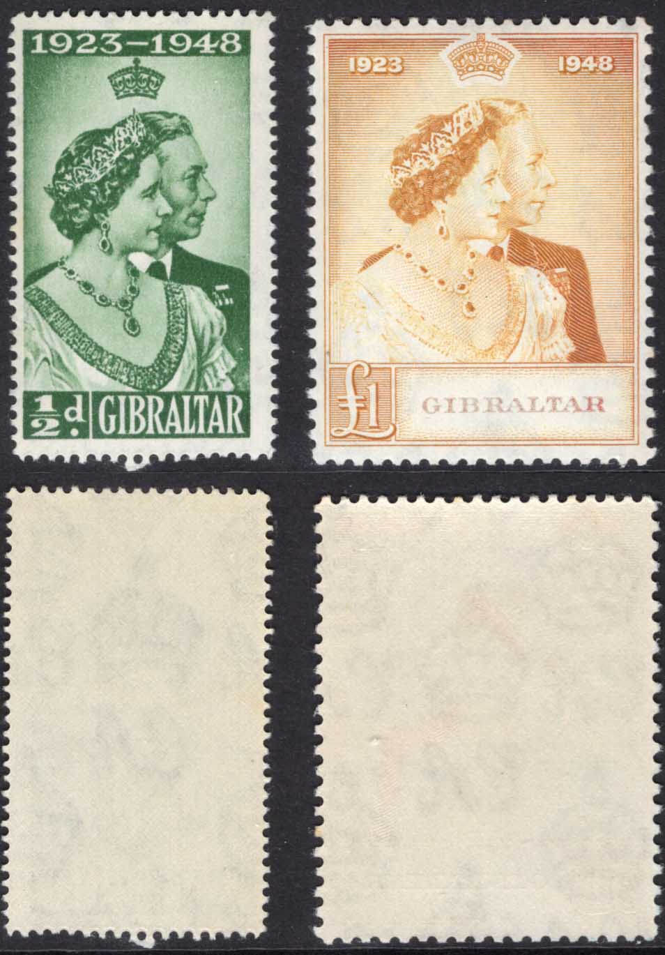 Gibraltar SG134/5 1948 Siver Wedding U/M Cat pounds