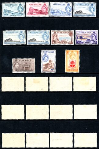Gibraltar SG145/58 1953 Set of 14 plus extras M/M Cat 190 pounds