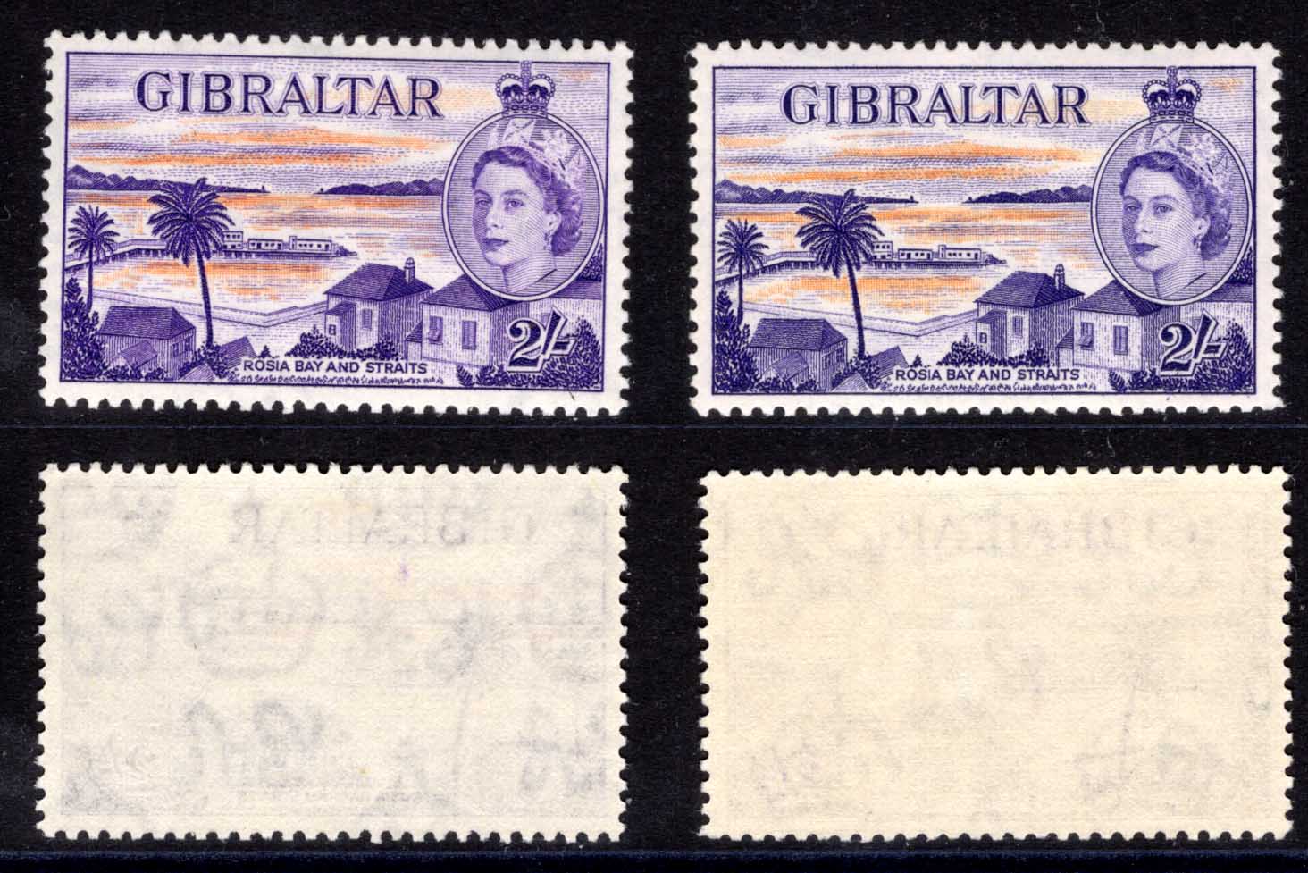 Gibraltar SG155/a 2/- BOTH Shades M/M Cat 88 pounds