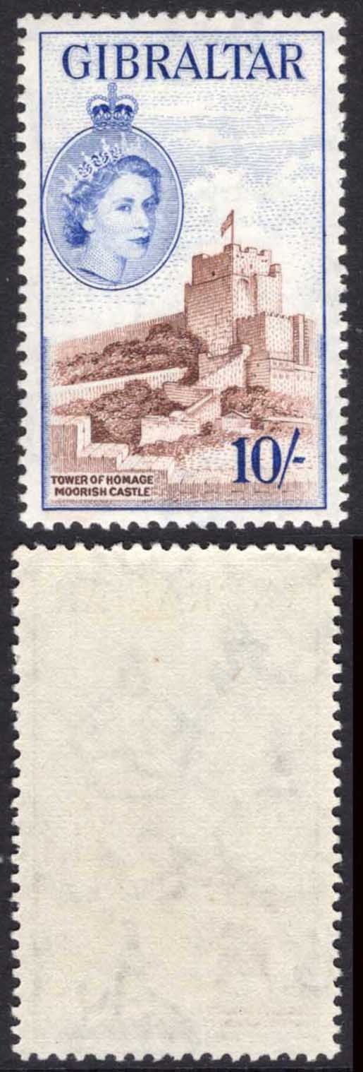 Gibraltar SG157 10/- U/M Cat 48 pounds