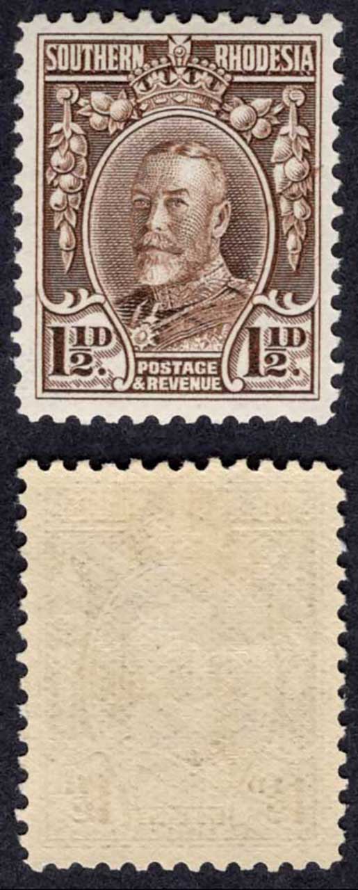 Southern Rhodesia SG16c 1 1/2d Chocolate Perf 12 M/M Cat 65 pounds