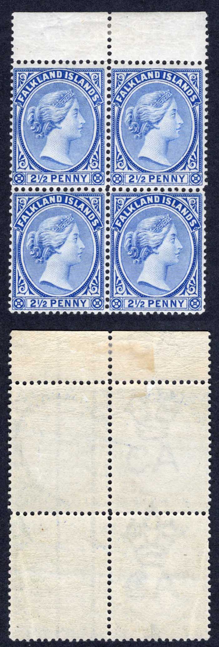 Falkland Is SG30ax 2 1/2d Ultramarine Wmk REVERSED Fine M/M Cat 520+++ pounds