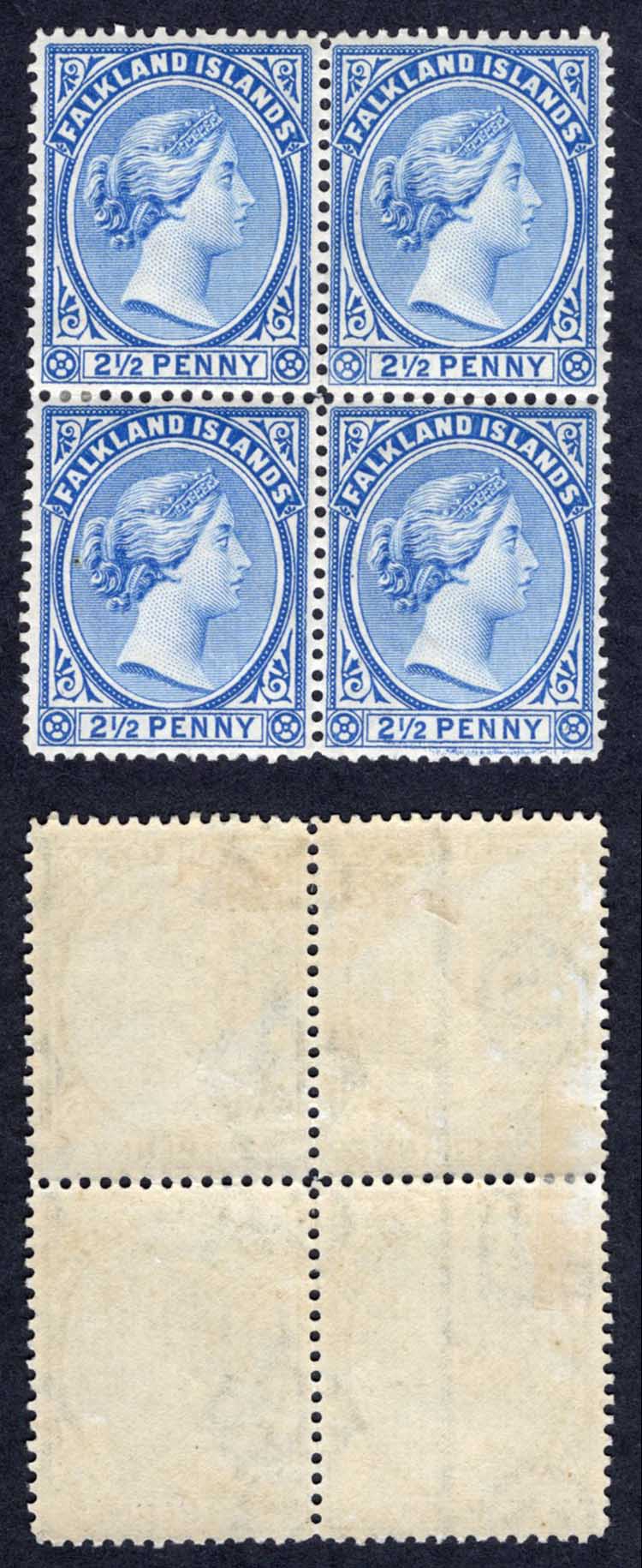 Falkland Is SG30b 2/1d Pale Ultramarine Fine M/M Cat 320++ pounds