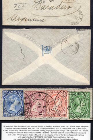 Falkland Is SG17c SG24 SG25 SG30c on Cover to Baradero Argentinia