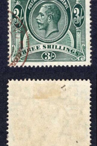 Falkland Is SG66 3/- Wmk Mult CA Vertical STRIP BROWN Cancels (Heijtz F5v1)