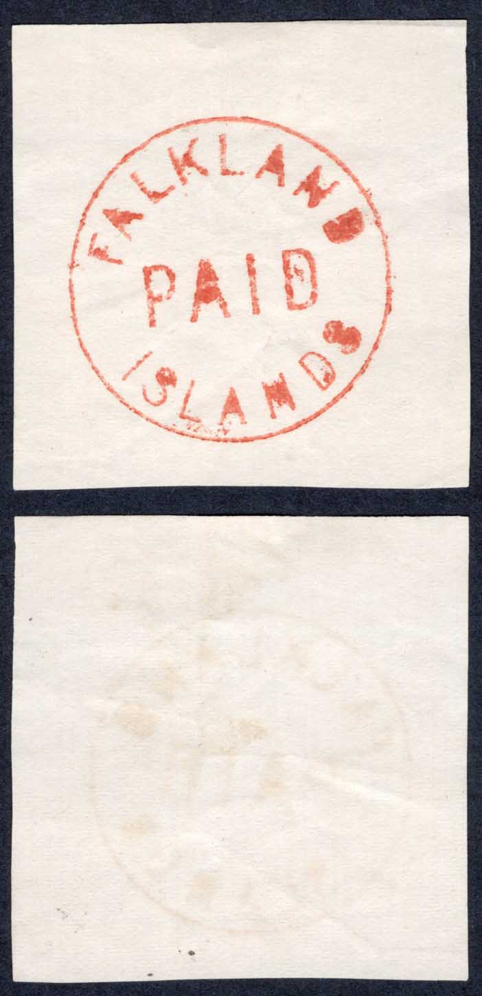 Falkland Is SGFR2 PAID Red Frank Posthumous Example circa 1890 Cat 190