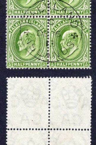 Falkland Is SG43c 1/2d Deep yellow-green CDS Block of 6