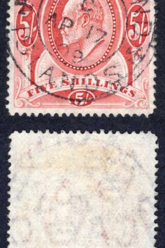 Falkland Is SG50 5/- Red used with full 1909 CDS Cat 180 pounds