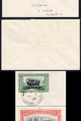 Falkland Is SG127/8 1/2d and 1d Centenary on Cover from Fox Bay