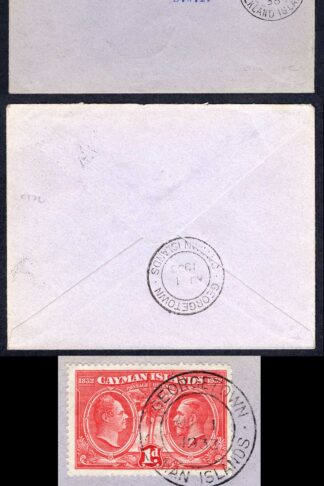 Falkland Is SG127 1/2d Centenary Post Due paid by 1d Cayman Is on Fox Bay Cover