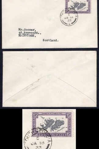 Falkland Is SG131 3d Centenary on a Cossar Cover from South Georgia