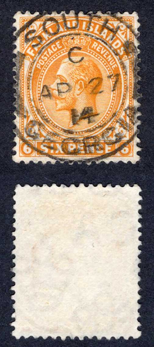 Falkland Is SGZ26a 6d Brown-orange Wmk Mult CA South Georgia CDS Cat 100 pounds