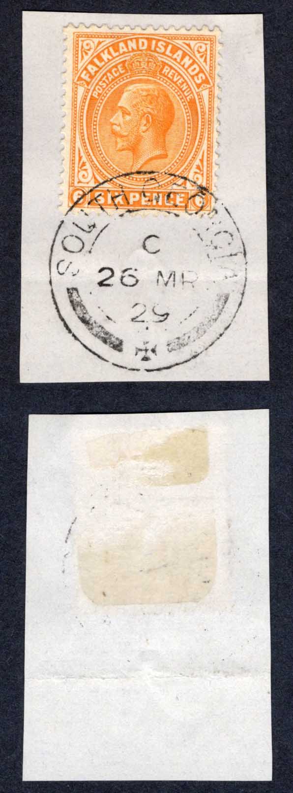 Falkland Is SGZ40 6d Yellow-orange Wmk Script South Georgia CDS Cat 75 pounds